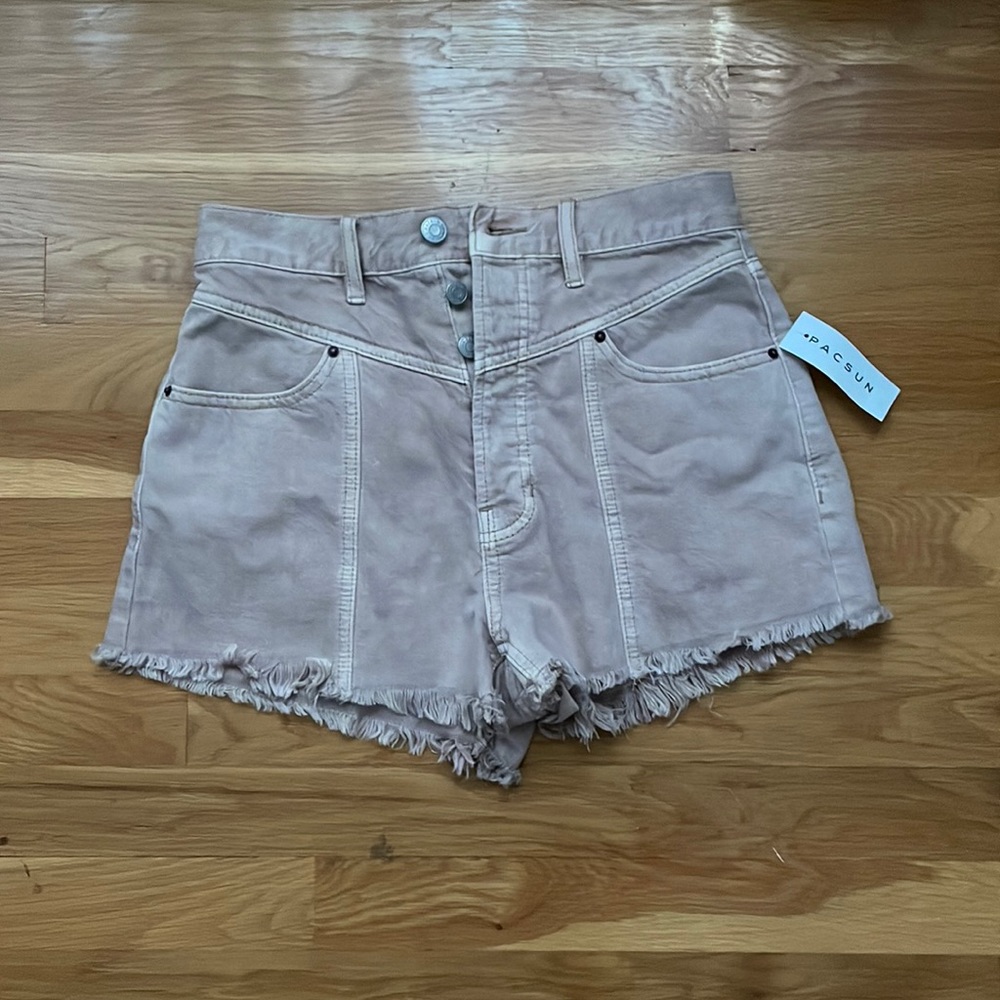 pacsun stone fire/tan jean shorts